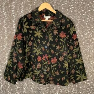 Vintage Robyne Faune Floral Tapestry Jacket Button Up Boho Art Women's Medium